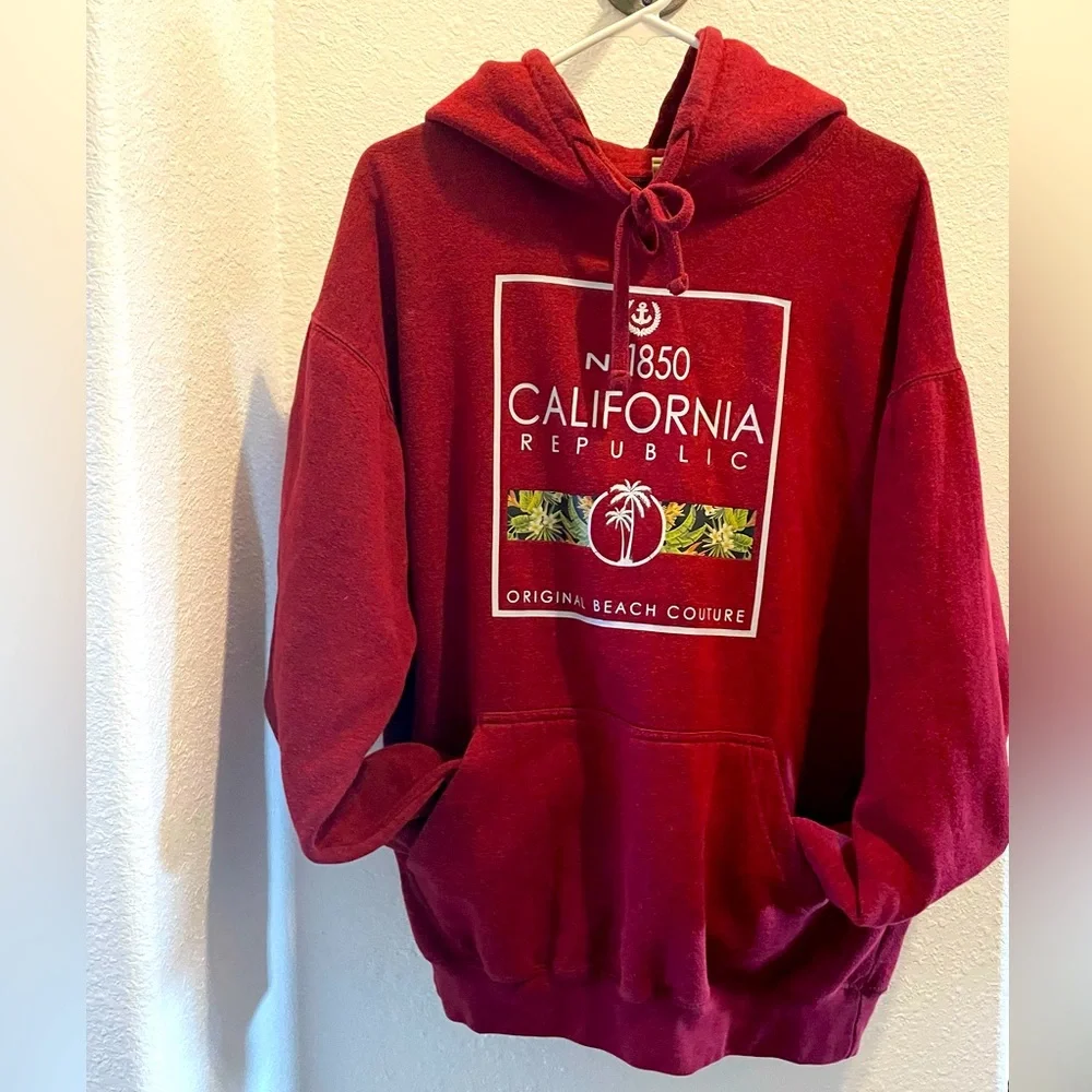 California Republic hooded sweatshirt unisex/maroon Lg - Picture 1 of 3